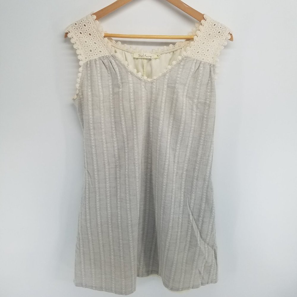 Solitare grey and ivory lined mini dress size M